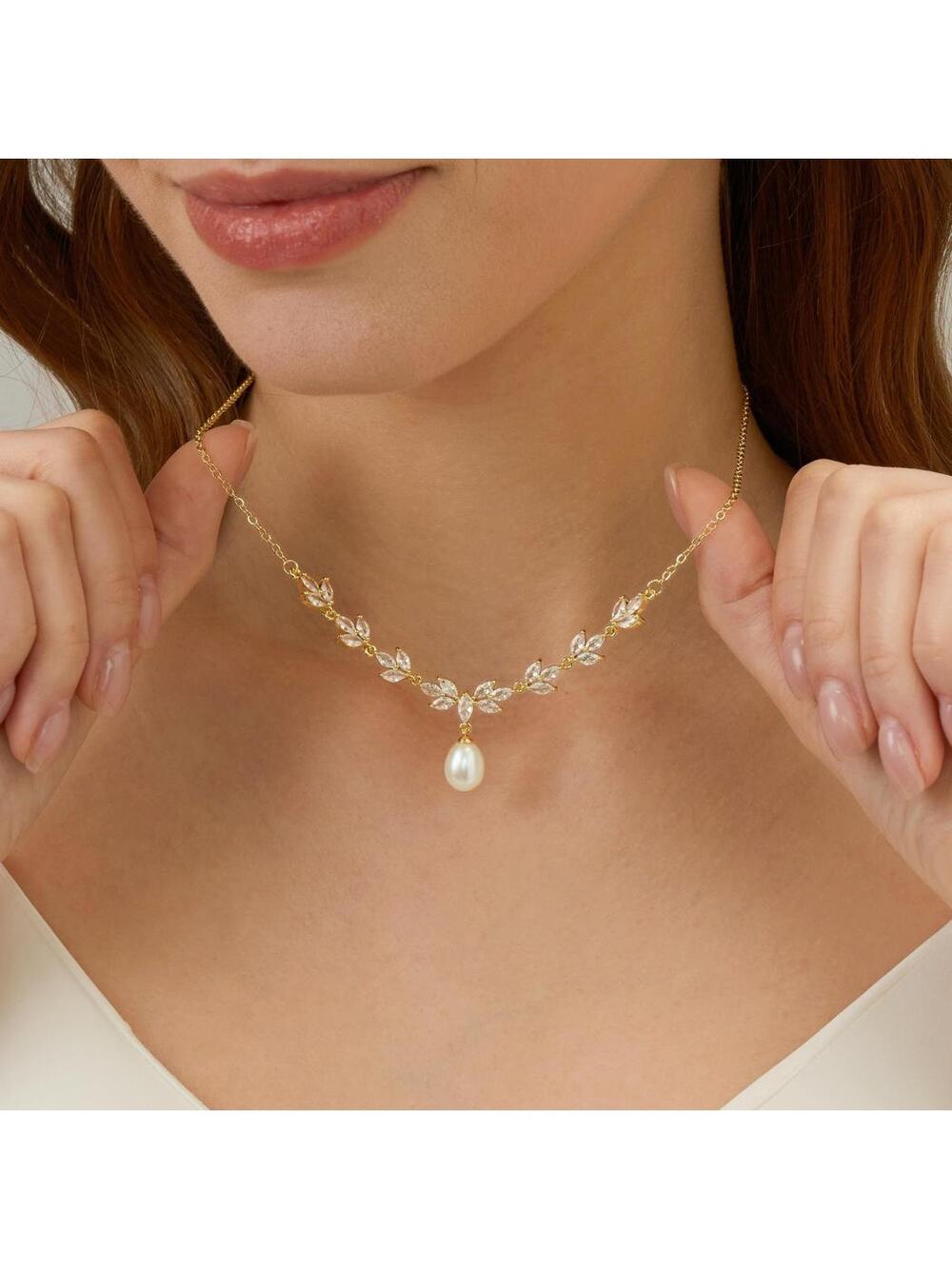 Bridal Freshwater Pearl Necklace & Earrings Set,
